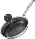 8 Inch Hybrid Nonstick Frying Pan, Tri-Ply Stainless Steel Skillet