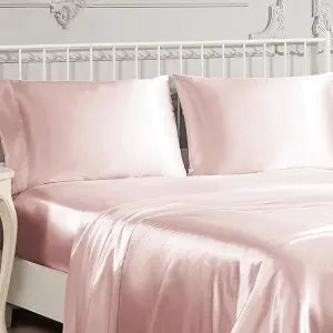 Juliette Leblanc New York Silky Satin Queen Pillowcase Set - Pink Pillow Cover Set - Luxury Satin Bedding 2-Piece Set
