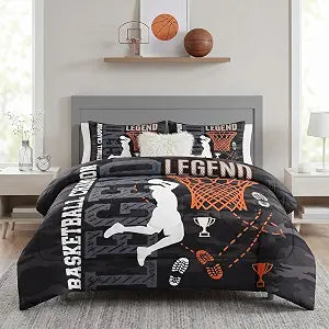WeCozy Twin Comforter Set, 2 Pieces Sport Basketball Bedding Set