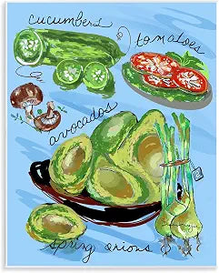 Fresh Produce Kitchen, 11 x 14 Inch Mounted Print on Wall Plaque