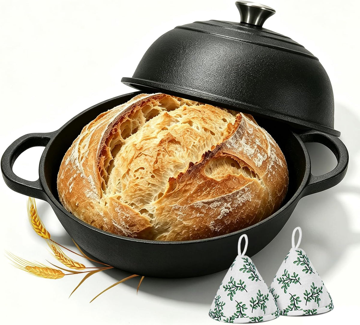 Cast Iron Bread Oven 6QT, Sourdough Bread Baking Pan with Lid