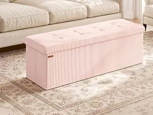SONGMICS Ottoman Storage Bench, 43 Inch Foldable Foot Rest