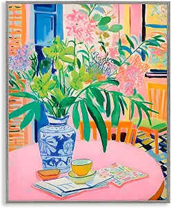 Floral Still Life Table Arrangement, 11 x 14 Inch Framed Gicle Print