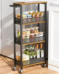 Giwil 4-Tier Rolling Slim Storage Cart Kitchen Bathroom Laundry Organizer