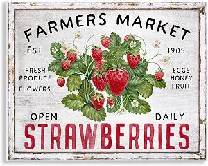 Farmers Market Strawberries, 11 x 14 Inch Mounted Print on Wall Plaque