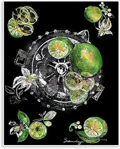Sliced Limes Juicer Still Life, 11 x 14 Inch Mounted Print on Wall Plaque