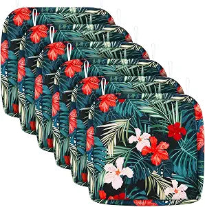 Panelee 6 Pcs Patio Cushion Covers Square Chair Seat Slip Covers Waterproof Outdoor Cushion Replacement Water Repellent Slipcover with Ties for Sofa Furniture Bench(24 x 24 x 4 Inch)