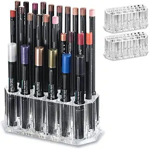 Acrylic Eyeliner Organizer & Lip Liner Organizer 26 Space Storage 20 Standard 6 Jumbo Cosmetic Pencil Makeup Display Case Refillable Container (2)