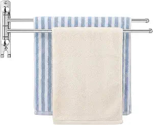 Teenyyou 20.4" Swivel Towel Rack 2 Arms 304 Stainless Steel Sliver