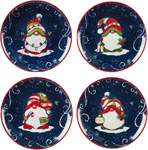 Certified International Holiday Magic Gnomes 9" Dessert/Salad Plates, Multicolor, Medium, Set of 4