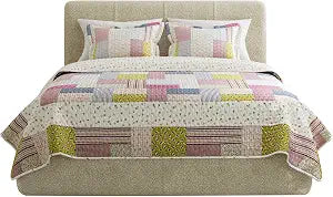 3-Piece Quilt Set - Savannah Classic Patchwork King Quilt with 2 King Pillow Shams - Machine Washable Lightweight Bedding by Lavish Home (Multicolor)