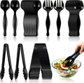 36-Piece Disposable Plastic Serving Utensils Set, Black, 9 Inch