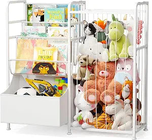 BBLIKE Kids Bookshelf and Toy Storage with Toy Bins, Stuffed Animal Storage