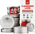 FORJARS Canning Lids and Rings Regular Mouth - 48 Pcs/24 Sets - Airtight Seals on Mason Jars to Preserve Food for Meal Prep - 2.7 In. Stainless Steel and Bands with Silicone Seals - Canning Supplies