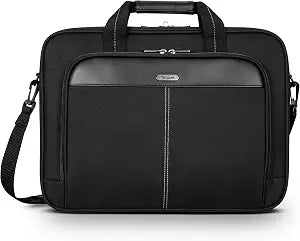 Targus 15-16 Inch Slim Lightweight Laptop Briefcase, Black - Messenger and Shoulder Bag with Padded Compartment and Trolley Strap for 16" Laptops (TCT027US)
