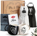 TUZELIYA Wedding Gifts for Couples, Bridal Shower Gift for Bride To Be, Engagement Gifts for Newlyweds, His and Hers Mr and Mrs Anniversary Set with Aprons, Coffee Mugs and 100% Cotton Towels
