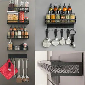 Houseify Spice Float Magnetic Spice Racks, Set of 4, Black