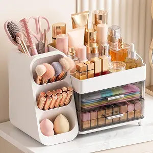 Large Capacity Makeup Organizer Countertop with Makeup Brush Holder for Vanity, Thickened Material, Bathroom Countertop Organizer Skin Care Perfumes Storage, Teen Girl Gifts for 12-23 Year