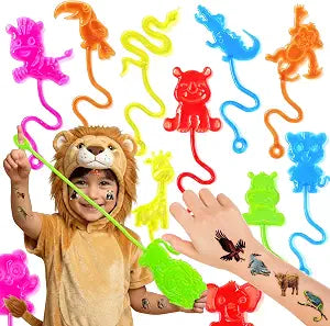 48 PCS Animal Jungle Party Favors - 24 Temporary Tattoos & 24 Stick Hands