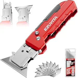2-in-1 Folding Utility Knife & Scraper with 13 SK5 Blades