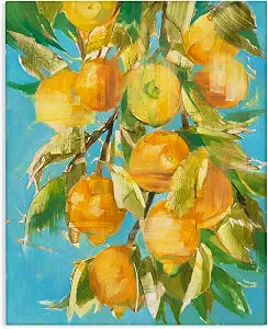 Lemon Tree Over Blue Kitchen, 24 x 30 Inch Canvas Wall Art