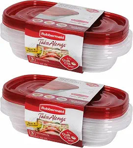 Rubbermaid Take Alongs 4-cup Rectangle Containers, 2-Pack of 3