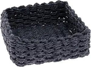 Boston International Woven Basket Napkin Holder Caddy, Lunch Size, Dark Blue