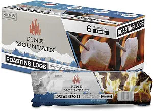 Pine Mountain Roasting Logs, Cooking firelogs for Campfire, Fireplace, Fire Pit, Outdoor and Indoor Use, 6 Pack
