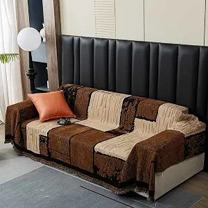 Washable Couch Cover for 3-Cushion Sofas, Pet & Kid Resistant Anti-Slip Furniture Protector, Modern Stretchable Sofa Cover (71x150 Inch, Brown)
