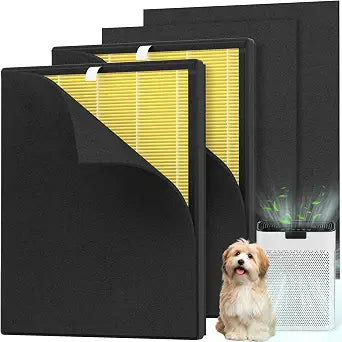 2 Packs KJ190L Pet Care Replacement Filter Compatible with MOOKA KJ190L and KJ190H Air Purifi-er, 3 Stage Filtration for Pollen Pets Hair Dander Odor, Includes 2 Composite Filters and 4 Pre-Filters