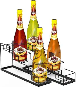 Invech Coffee Syrup Organizer Rack 2 Pack, Metal Syrup Holder for Coffee Bar Kitchen, 4-Tier Coffee Station Organizer for 8 Bottles Syrup Wine Dressing
