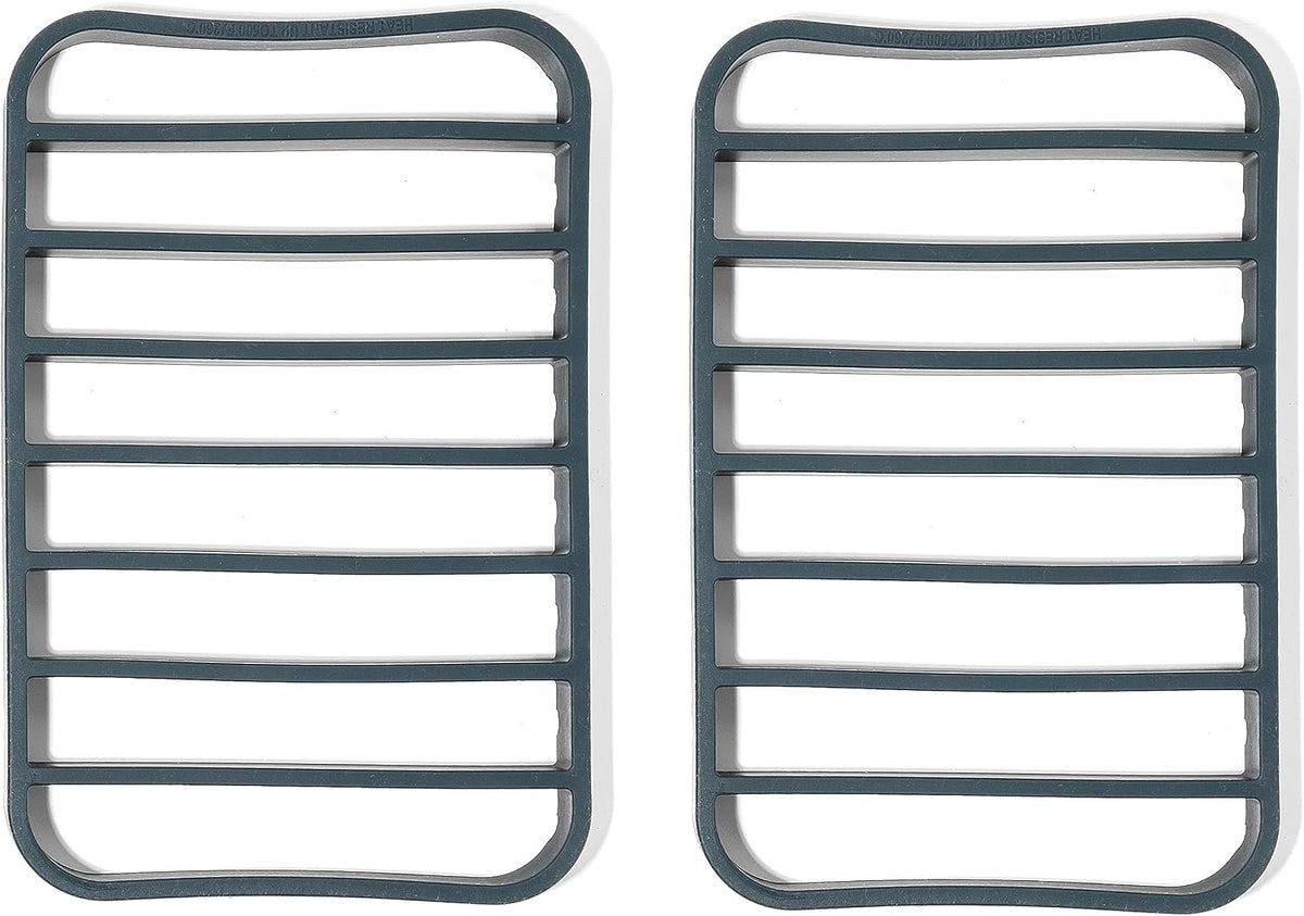 The Silicone Kitchen Silicone Roasting Rack Pan Extra Large, Dishwasher Safe, BPA Free, Non-Toxic, 7 in by 10.75 in, Navy, 2 Pack