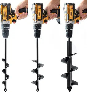 Set 3 (1.6x16, 2.6x16, 3.5x16) Solid Shaft Auger Drill Bit for Planting - Easy Planter Garden Auger - Bulb & Bedding Plant Augers - Post Hole Digger for 3/8 Hex Drive Drill