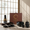 ZENSO Premium Matcha Whisk Set - 10 Piece Japanese Matcha Tea Ceremony Kit | Matcha Bowl, Tea Canister, Purple Bamboo Whisk, Whisk Holder, Sifter, Scoop & Scoop Holder, Cup, Cloth, Spoon - Dark Gray