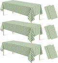 6 Pcs Sage Green Gingham Tablecloths, Checkered Table Covers 54 x 108 Inch