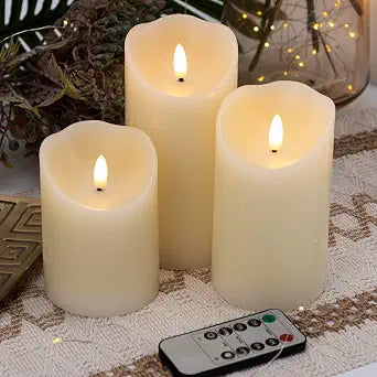 LUSHARBOR Flameless Candles with Remote, Battery Operated Pillar Candles