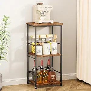 SWTYMIKI Coffee Bar Cabinet for Home - 3-Tier Sturdy Farmhouse Coffee Stand Station Multi-Purpose Buffet Sideboard - Kitchen Bar Table for Living Room, Corner, Small Space, Espresso