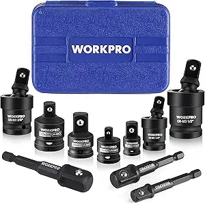 WORKPRO 10-Piece Impact Socket Adapter Set with Case, CR-MO Steel