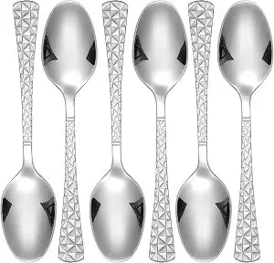 Lorren Home Trends Geometric Pattern Espresso Spoon, Stainless Steel, Set of 6, Silver