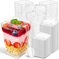 Ginkgo 100 Pack 5 oz Dessert Cups with Lids and Spoons, 300 Pieces