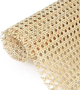 14" Width x 3.3 Feet Cane Rattan Webbing Roll for Caning Projects, Cane Webbing Sheet, Natural Pre-Woven Open Mesh Caning for Furniture Chair Cabinet Ceiling Bed Door