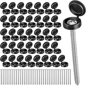 36 Set 3 Inch Shutter Screws and Caps Black Shutter Screws with Caps