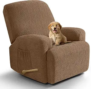 VANSOFY Stretch Recliner Chair Covers, 4-Pieces Slipcover, Light Coffee