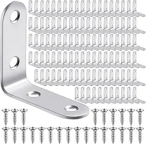 Pelopy 100 Pcs L Bracket Stainless Steel 90 Degree Brace, 1.97 x 1.97 Inch