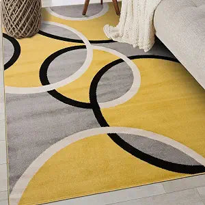 Rugshop Abstract Circles Contemporary Living Room Area Rug Yellow 3'3" x 5'