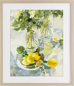 Fresh Kitchen Lemons Still Life, 13 x 16 Inch Framed Print Under Glass
