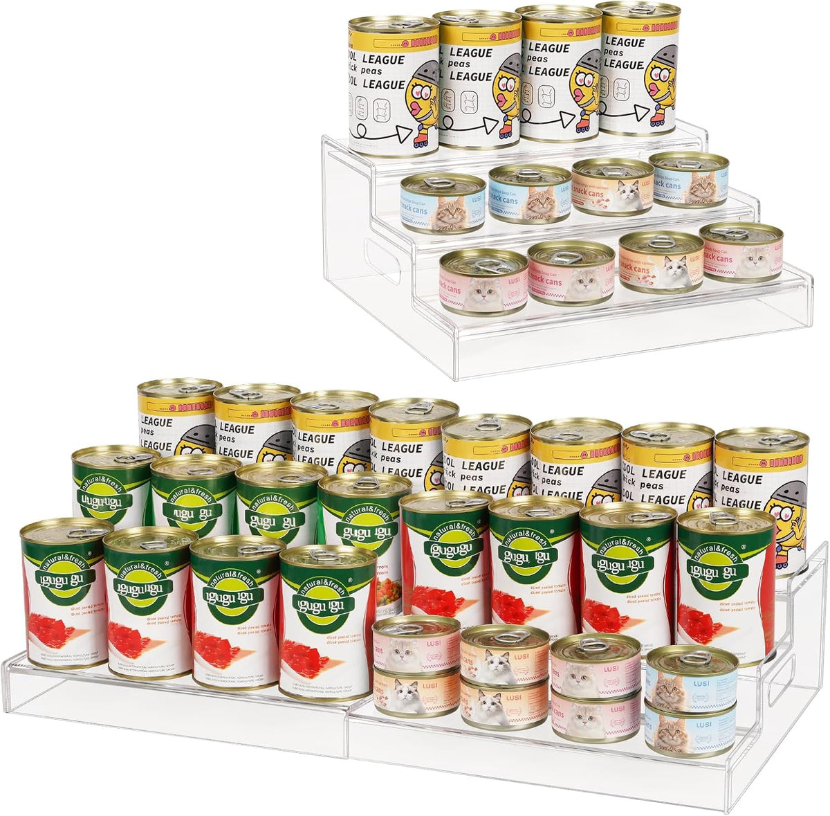 Expandable Can Rack Organizer, 3 Tier Acrylic Can Food Storage for Pantry