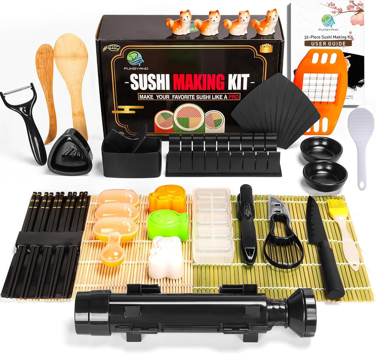 FUNGYAND Sushi Making Kit, 32-in-1 Complete Sushi Set