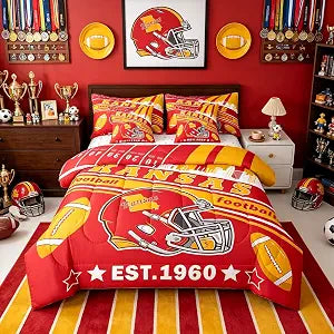 Feelyou Football 7 Pieces Comforter Sets King Size for Kids Boys Teens