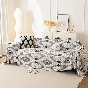 WEYOND Plush Couch Cover, Boho Sofa Cover, 71" x 134", Dark Grey